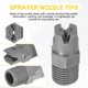 thumbnail image 2 of Uxcell 5-Pack Puntas de Boquilla de Pulverización, Rosca Macho BSPT de 1/4, Punta de Pulverización de Ventilador Plano de 65 Grados de Plástico con Cinta [Gris, 2 Poros], 2 of 7