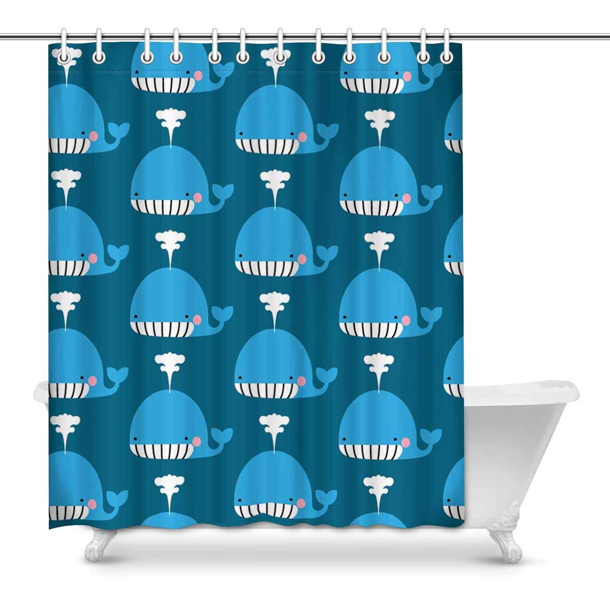 Pop Cartoon Whale Shower Curtain For Bathroom Decorative Bath