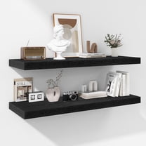 Floating Shelves - 2 Pack 12 Inch Rustic Wooden Wall Shelves - Extra Deeper & Thicker Wall Mounted Storage Shelf for Living Room, Kitchen, Farmhouse - 36" W x 12" D x 1.8"H - Rustic Black