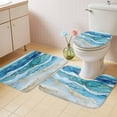 thumbnail image 2 of Teal Blue Ombre Bath Mat 3 Piece Bathroom Rug Set, Modern Coastal Ink Painted Abstract Non Slip Bath Rug Contour Mat and Toilet Lid Cover, Absorbent Shower Mats Soft Bath Rugs and Mats Sets, 2 of 8