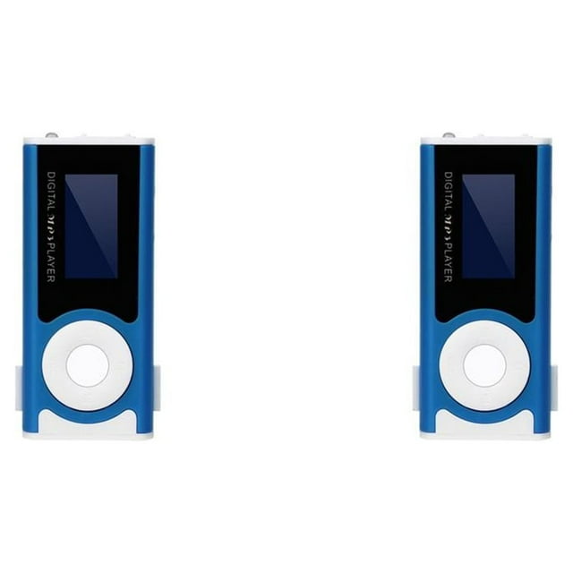 bedienty Digital Music MP3 Player USB OLED Screen MP3 Support 16/32GB for Micro Light Clip Design Flashlight For Sport Home Blue 1.1 inch 2Set