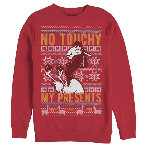 Men's Disney Emperor's New Groove No Touchy Christmas Sweatshirt Color: Red Size: 3XL