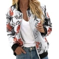 thumbnail image 2 of Pntutb Chaquetas para mujer Estampado floral Manga larga Cremallera Recortada Ligero Cuello alto Outwear Tops Abrigo Liquidación Pntutb Pntutb-176, 2 of 6