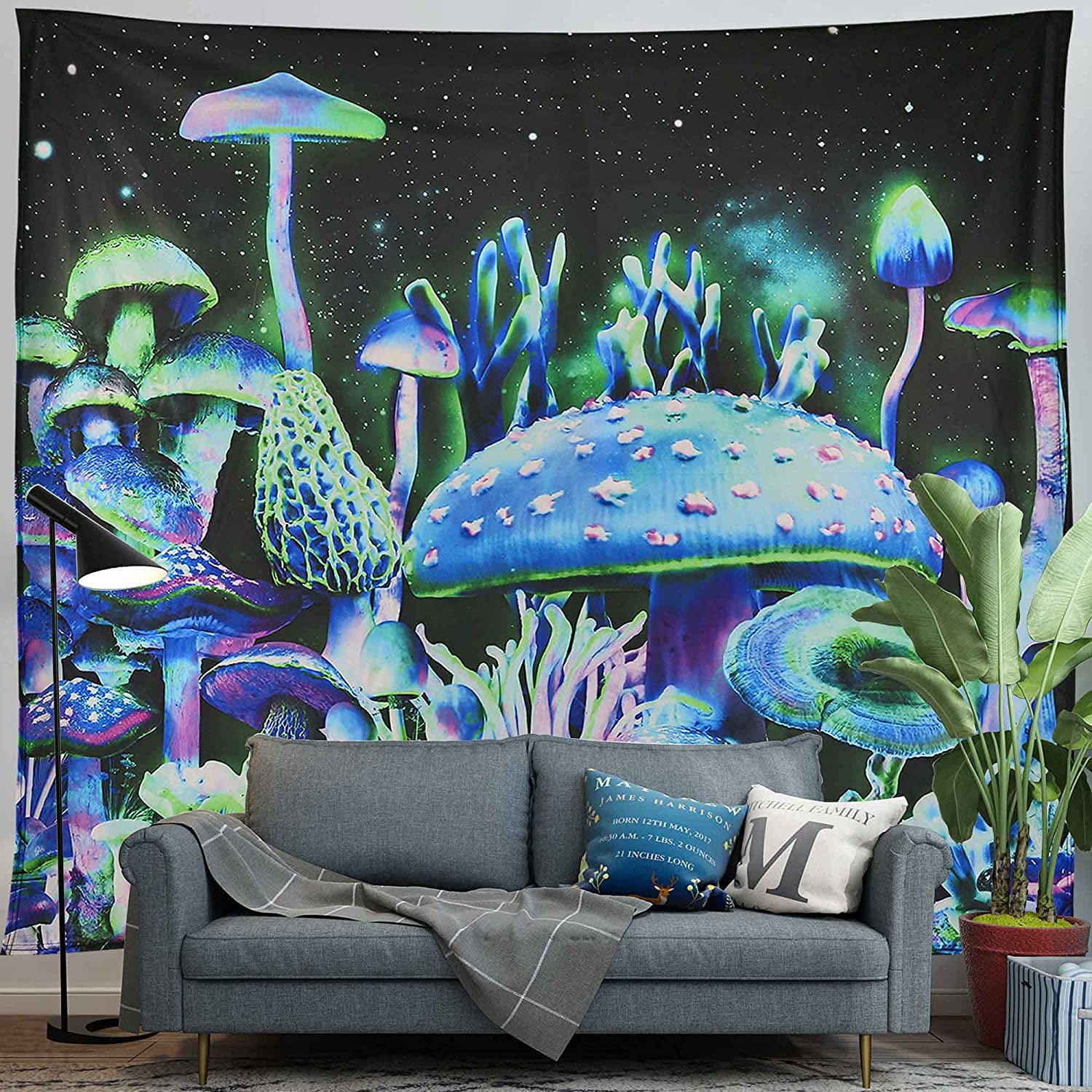 HTOOQ Trippy Mushroom Tapestry Galaxy Space Tapestry Home Decoration Psychedelic Tapestry Wall Hanging for Bedroom 70 x90 Trippy Mushroom Galaxy 70 x 90 Walmart