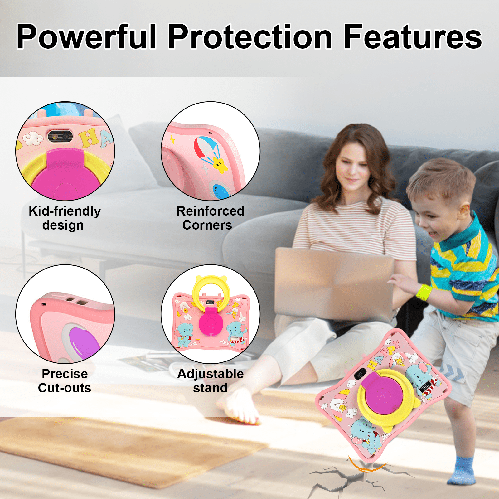 Kids Tablet,Android Toddler Tablet, 128GB Storage, Dual Camera, Shockproof Case, Parental Control Tablets Support