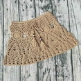 thumbnail image 5 of XUNKUSGA Beach Cover Ups for Women Fashion Tie Waist Crochet Mini Skirts for Women Soild Color Drawstring Hollow Out Knit Beach Skirt for Holiday S-L,Beige, 5 of 5