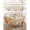 thumbnail image 2 of Decorelia Linen Rectangle Tablecloth for Dining Table, Coffee Table, Soft Wrinkle-Free Wipe Clean Table Cloth for Party, Wedding, Outdoor, Easy to Clean(Oblong, 52 x 70 inch (Rectangular), Beige), 2 of 9
