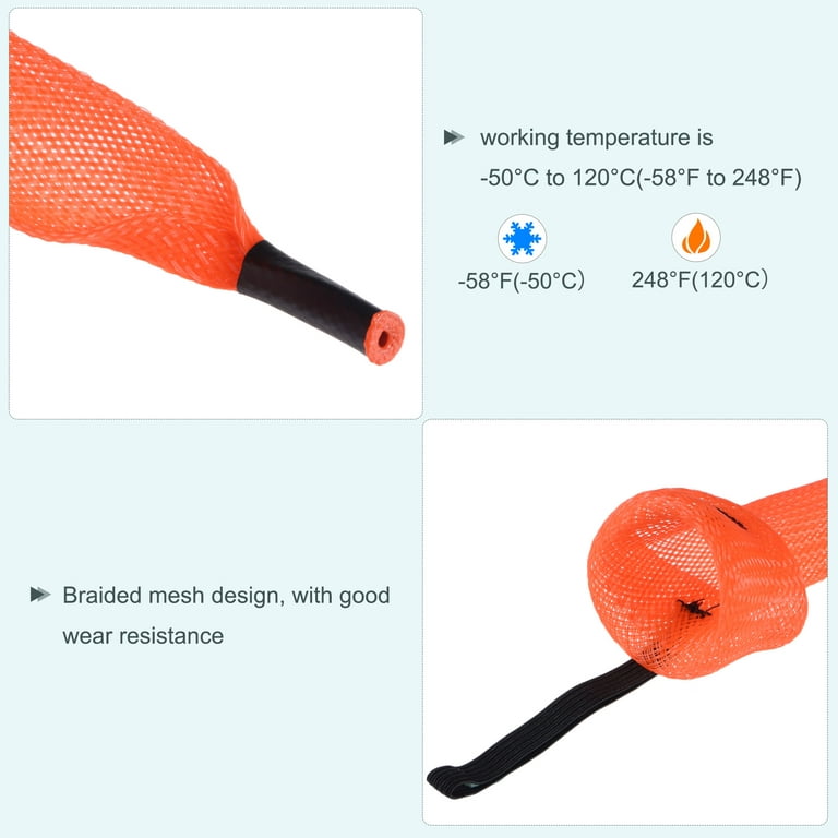 Uxcell 1.7m Orange Fishing Rod Sleeve Rod Sock Cover Braided Mesh