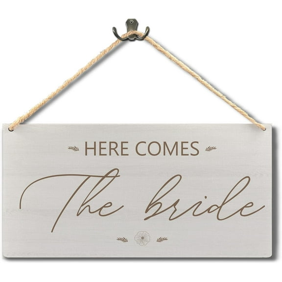 Ring Bearer sign,Wedding Sign Here Comes the bride Hanging Wood Sign,Ring Bearer Hanging Sign,Here Comes The Bride Sign,Wedding decor 10X 5 Inch