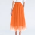 thumbnail image 4 of Womens Midi Tulle Skirts Mesh Party Long Elastic High Waist A-Line Pleated Flowy Tutu Skirts Saffron S, 4 of 4