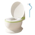 thumbnail image 4 of Inodoro para bebé con compartimento para toallitas, botón de descarga realista, cómodo y realista. Asiento de PVC verde, 4 of 9