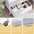 thumbnail image 4 of 2 Drawer Dresser, 120LBS Fabric Storage Tower, 2 Drawer Storage Cart, Mini Fridge Stand with Storage, Metal Frame Iron Top, 4 Swivel Wheels for Home Kitchen, White, 4 of 16
