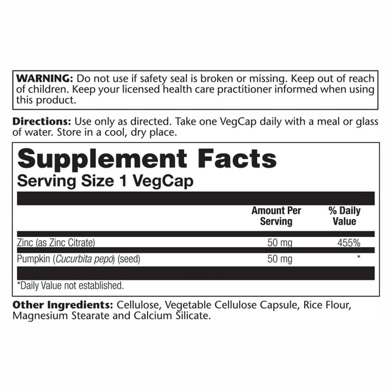 Solaray Vegan Zinc Citrate 50mg Chelated Supplement Natural