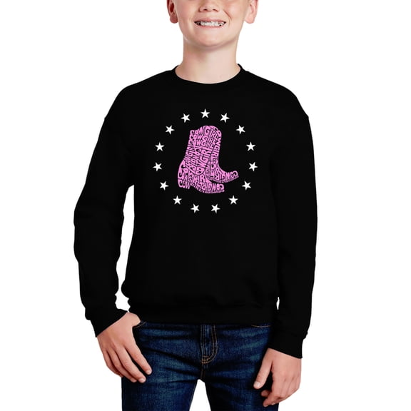 Cowgirl Boots - Boy's Word Art Crewneck Sweatshirt