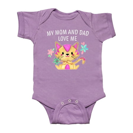 

Inktastic My Mom and Dad Love Me with Cute Kitten and Flowers Gift Baby Boy or Baby Girl Bodysuit