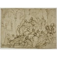thumbnail image 2 of Domenico Cresti 18x14 Black Ornate Wood Framed Double Matted Museum Art Print Titled - Enthroned King with Attendants, 2 of 5