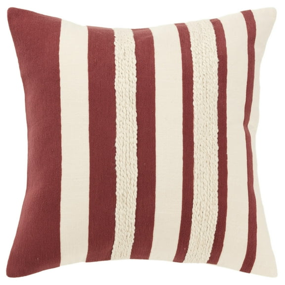 Rizzy Home Wine 20"X20" Stripe Woven Poly Filled Throw Pillow