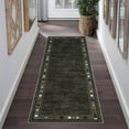 thumbnail image 2 of Hasoo 2' x 6' Modern Bordered Hallway Runner Rug Indoor Washable Bedside Carpet for Bedroom, Brown, 2 of 7