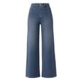 thumbnail image 4 of Women's High Waist Pleated Wide Leg Jeans, Stretch Baggy Straight Leg Long Denim Trousers Casual Vintage Loose Pants with Pockets, XS-3XL, 4 of 5