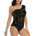 thumbnail image 3 of Honeii Golden Spider Web for women's one-piece swimsuit featuring a chic one-shoulder design experience elegance and style in the water-Large, 3 of 6