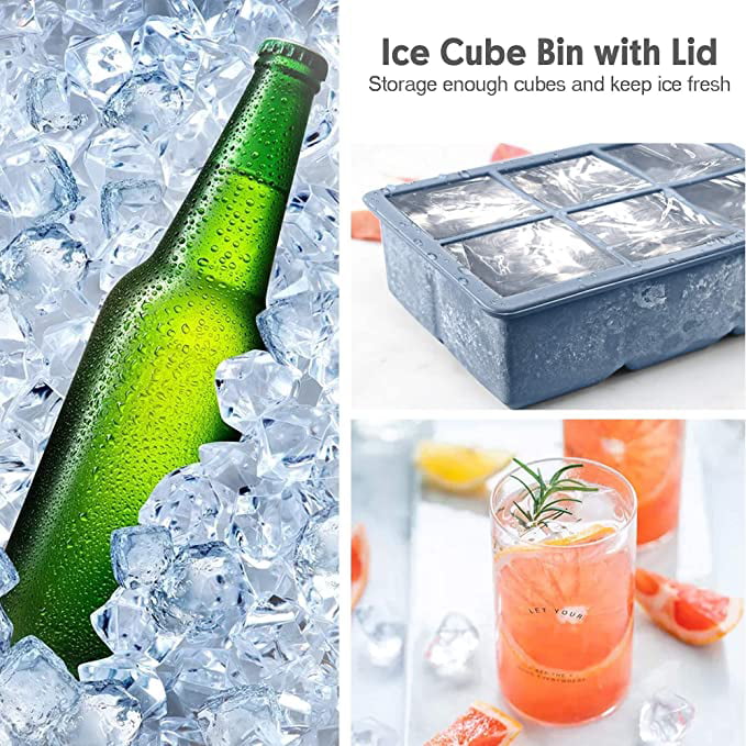 YIYI Guo Ice Cube Trays 1 Pack - Large Size Silicone Ice Cube Molds with Removable Lids Reusable and BPA Free for Whiskey, Cocktail, Stackable Flexible Safe