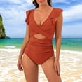 thumbnail image 2 of MSJUHEG V Neck,Halter Swimwear,Push Up Swimsuits for Women,Shapewear Swimsuits for Women,Push Up Swimwear,1 Piece Swimsuit,Monokini Coffee 2XL, 2 of 4