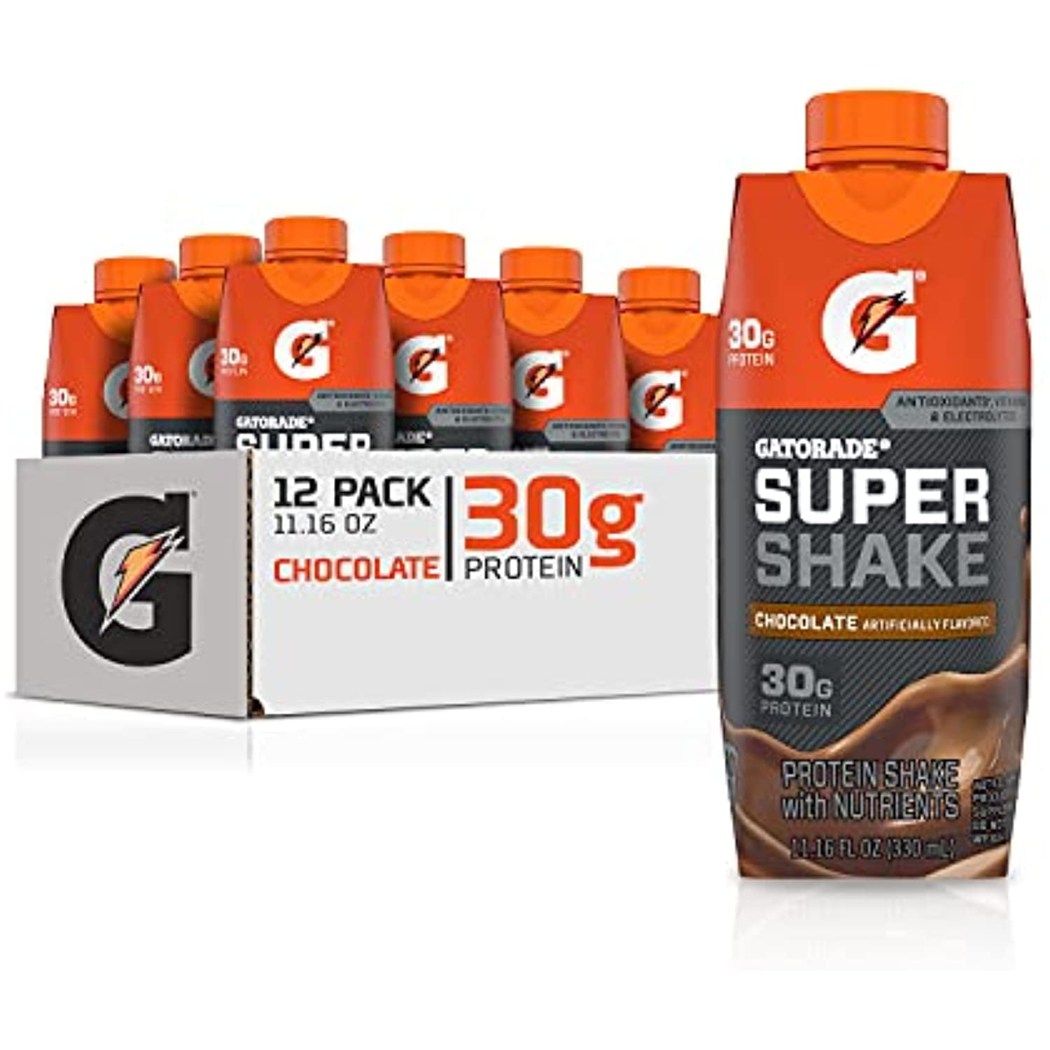 Gatorade Super Shake, Chocolate, 30G Protein, 11.16 Fl Oz Carton, Pack