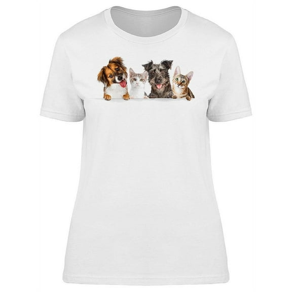 A Bunch Of Cute Dogs And Cats T-Shirt Women -Image by Shutterstock, Female Small