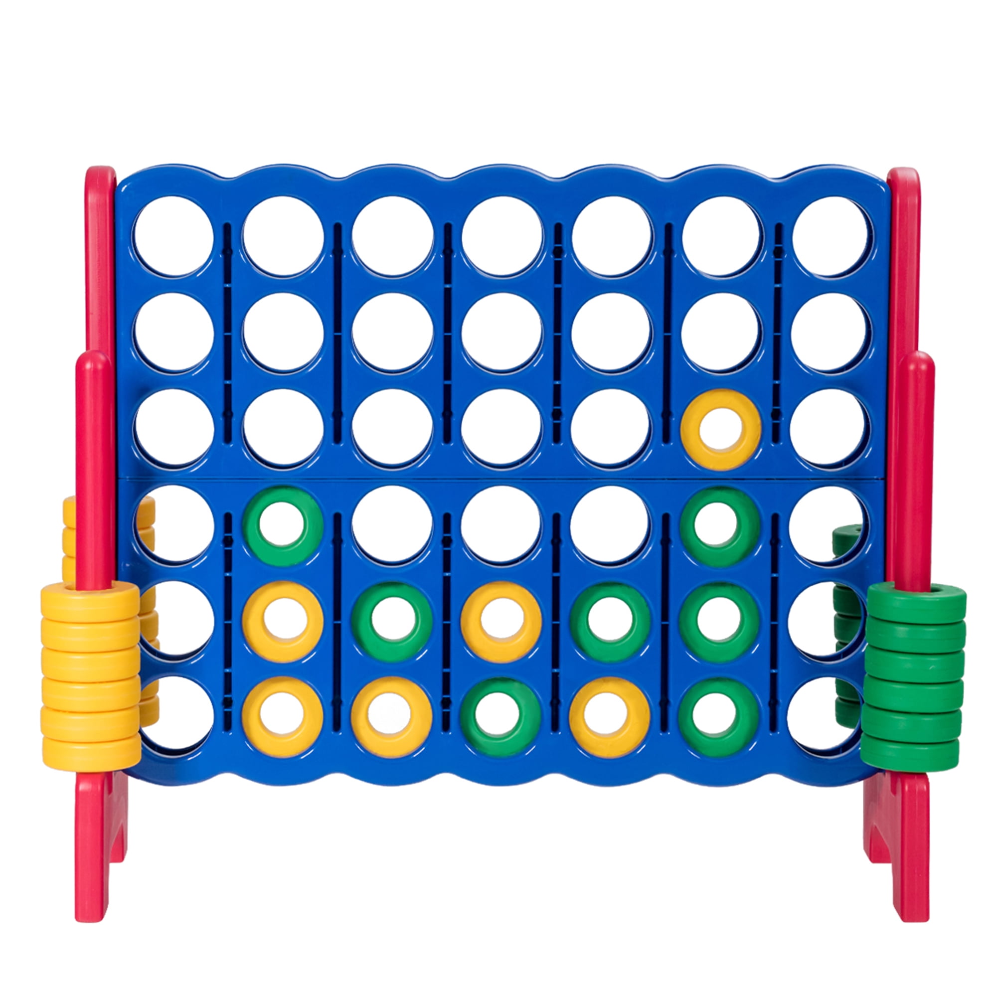 Gymax Jumbo 4-to-Score Game Set 4 in A Row Kids Adults w/ 42 Jumbo Rings