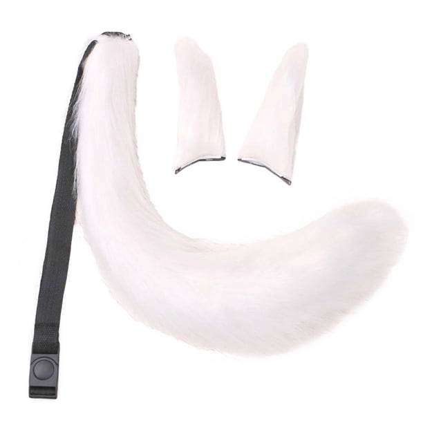 3 uds orejas de peluche y cola conjunto disfraz para baile de mujeres niñas blanco Zulema Traje de juego de cosplay