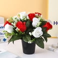 thumbnail image 2 of Artificial Cemetery Flowers with Vase - Outdoor Grave Decorations Roses Bouquet, Lasting Colors, 2 of 6