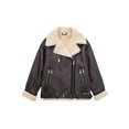 thumbnail image 3 of LMLYSoH Women PU Leather Coat Winter Lapel Collar Fleece Lining Long Sleeve Zipper Jacket Outwear with Pockets, 3 of 9