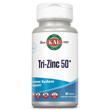 KAL Tri-Zinc 50 mg | Zinc Citrate, Amino Acid Chelate & Picolinate | Healthy Metabolism & Immune System Function Support | Vegetarian | 90 Tablets
