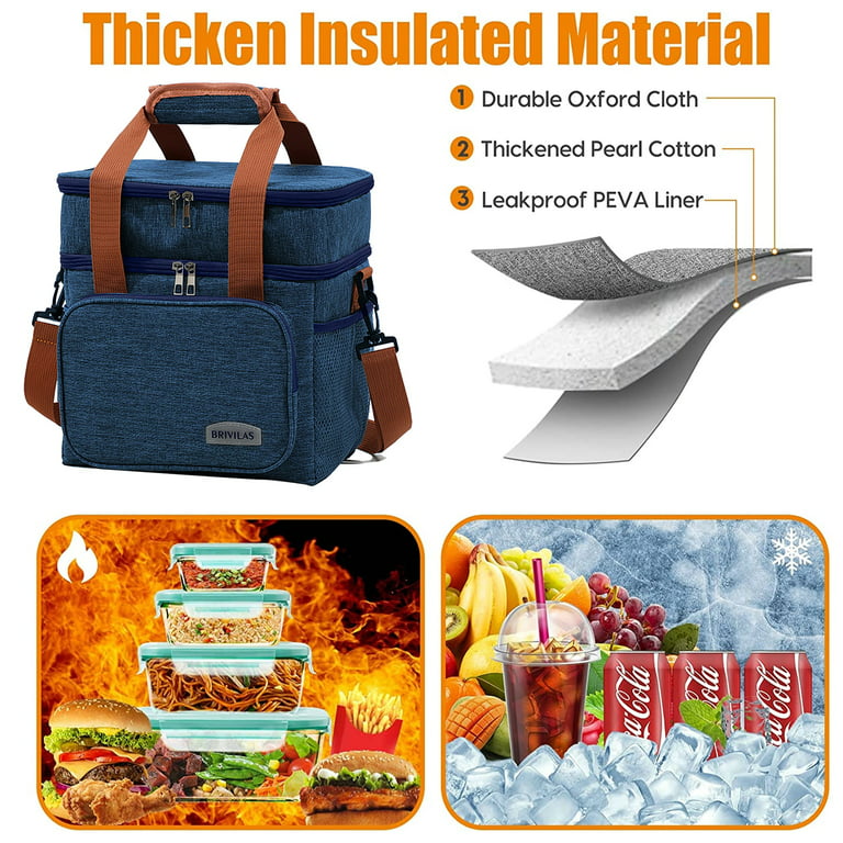 Insulated Cooler Lunch Thermos Bag Work School Travel Men Women Lunch Box  Tote