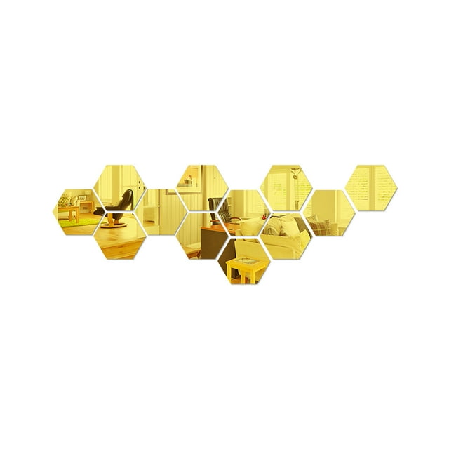 EGNMCR Wall Stickers, Cute Stickers 12Pcs 3D Mirror Hexagon Vinyl Removable Wall Sticker Decal Home Decor A Stickers