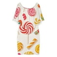 thumbnail image 3 of Sweets And Rainbow Lollipops Pattern Women's Off The Shoulder Ruffles Summer Wedding Guest Loose Casual Party Beach Dress, 3 of 9
