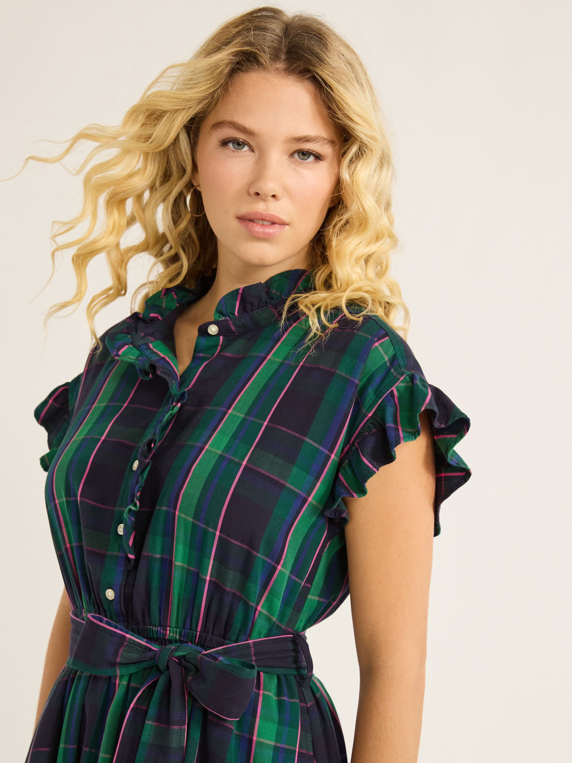 Free Assembly Women’s and Women's Plus Cotton Ruffle Midi Dress with Short Sleeves, Sizes XS-4X