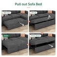 thumbnail image 4 of HONBAY 79" Reversible 3 Seat Compact L Shaped Sectional Sleeper Sofa with Pull Out Bed and Storage, Corduroy Gray, 4 of 9