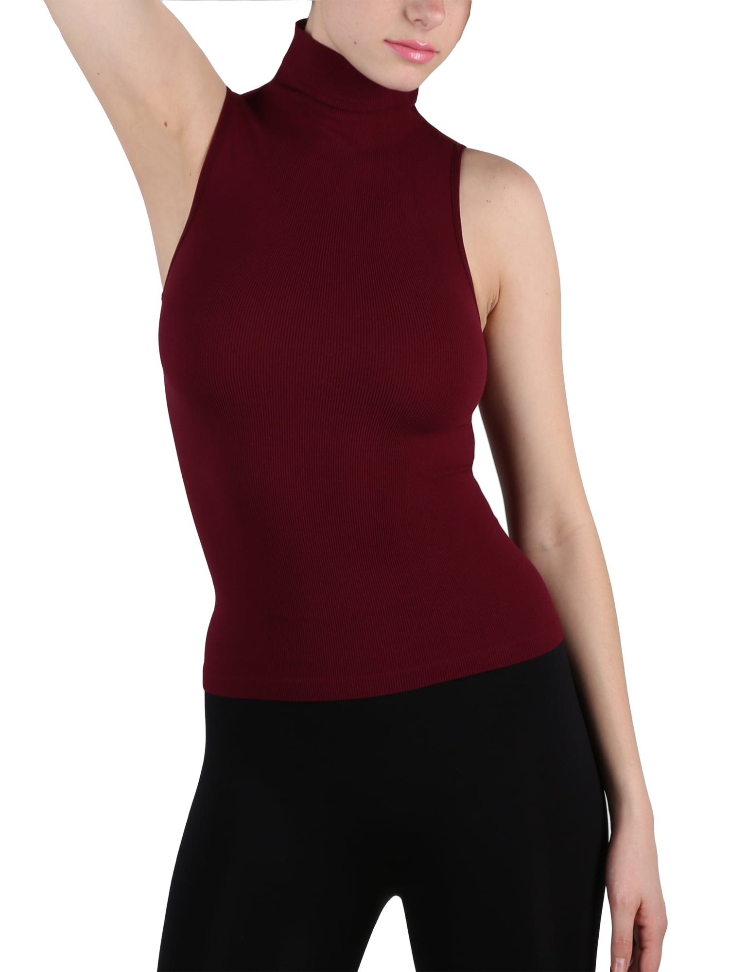 Ribbed sleeveless mock turtleneck Clearance