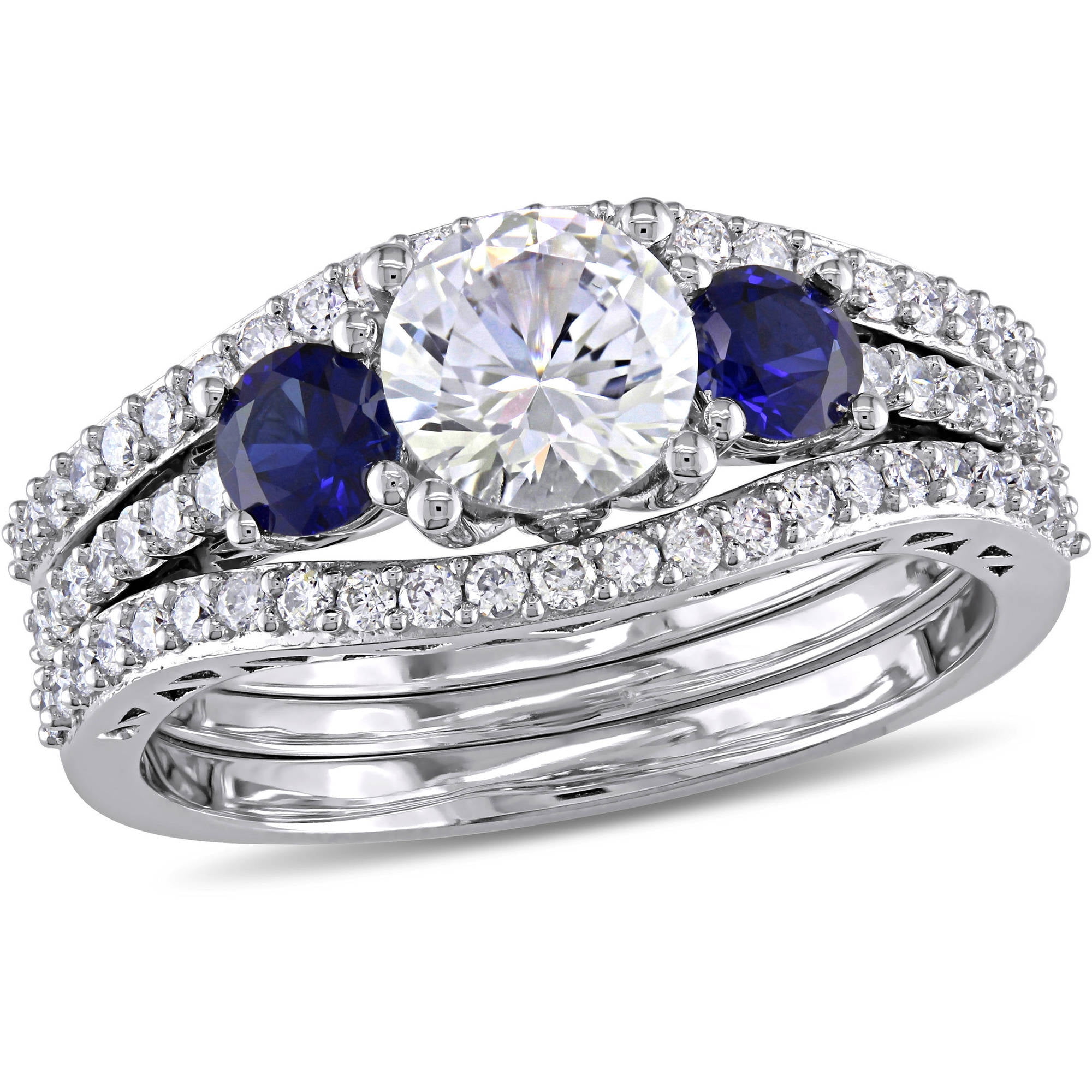 2 Carat T.G.W. Created Blue and Created White Sapphire and 1/2 Carat T ...