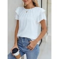 thumbnail image 2 of MORTTIC Women's Summer Ruffle Sleeve Blouse Casual Crew Neck Work Tops for Office or Daily Wear, S, 2 of 4