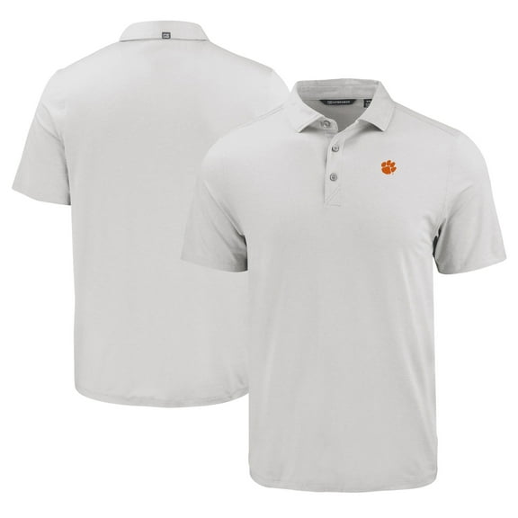 Men's Cutter & Buck Gray Clemson Tigers Coastline Epic Comfort Eco Recycled Polo