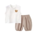 thumbnail image 3 of Bovxnpu Girls' Short Sets Kids Summer Cotton Solid Sleeveless Crew Neck Tank Top + Shorts 2-Piece Sets Summer Outfits, 3 of 6