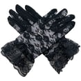 thumbnail image 3 of Bmisegm Lace Gloves Full Finger with Ruffle Edge for Girls Party Halloween Gloves for Kids Black One Size, 3 of 3