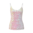 thumbnail image 2 of Tank Tops for Women Women's Sequin Glitter Sleeveless Halter Camisole Adjustable Straps Party Performance Tank Top White, 2 of 4