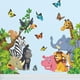 thumbnail image 2 of 1 juego de calcomanías de pared de animales de dibujos animados, pegatinas de pared de animales de la selva, elefante, león, cebra, mariposa, decoración de pared para niños, bebé, arte de pared DIY p JAMW Sencillez, 2 of 5