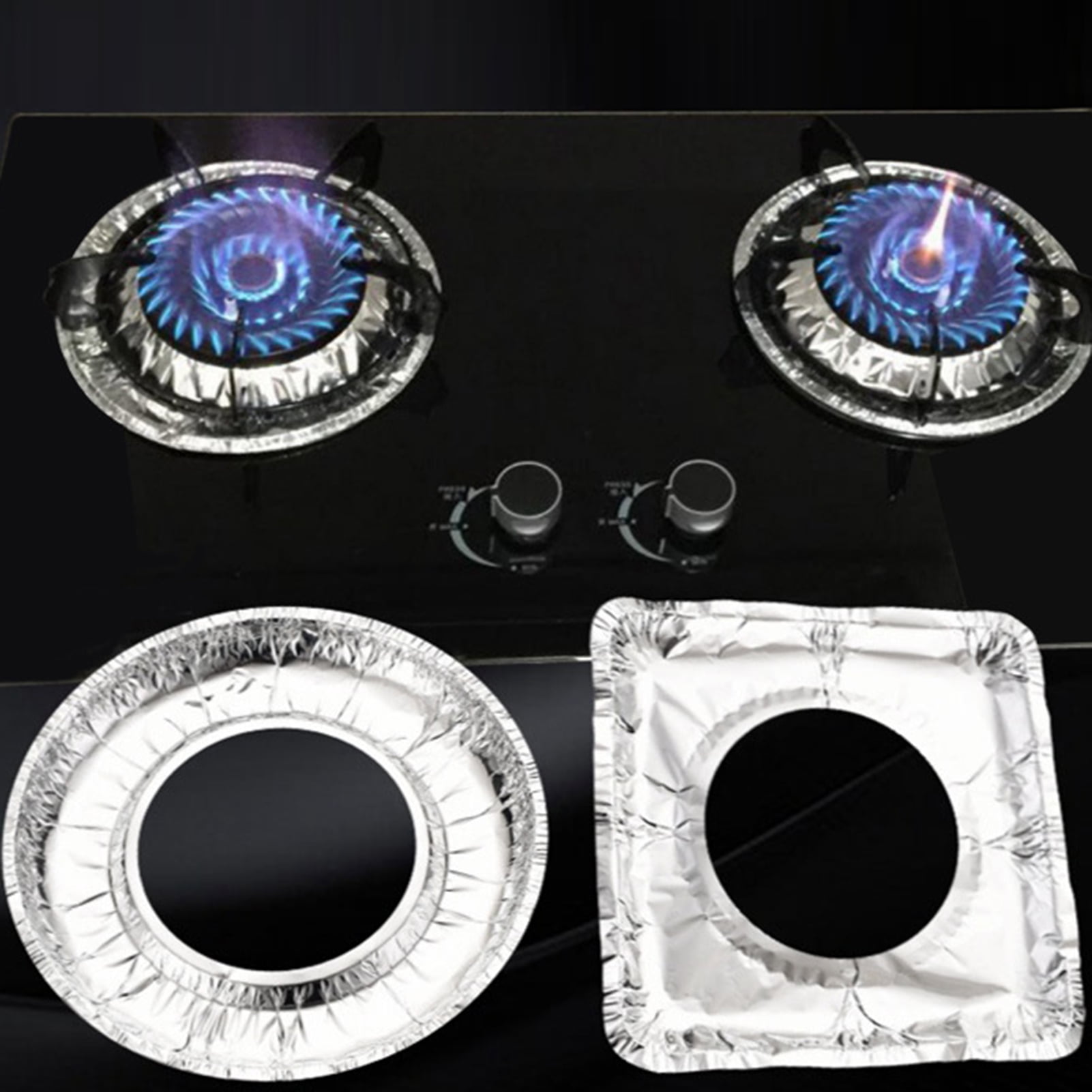 Travelwant 30Pcs Gas Stove Burner Covers Disposable Aluminium Stove Burner Liners Square