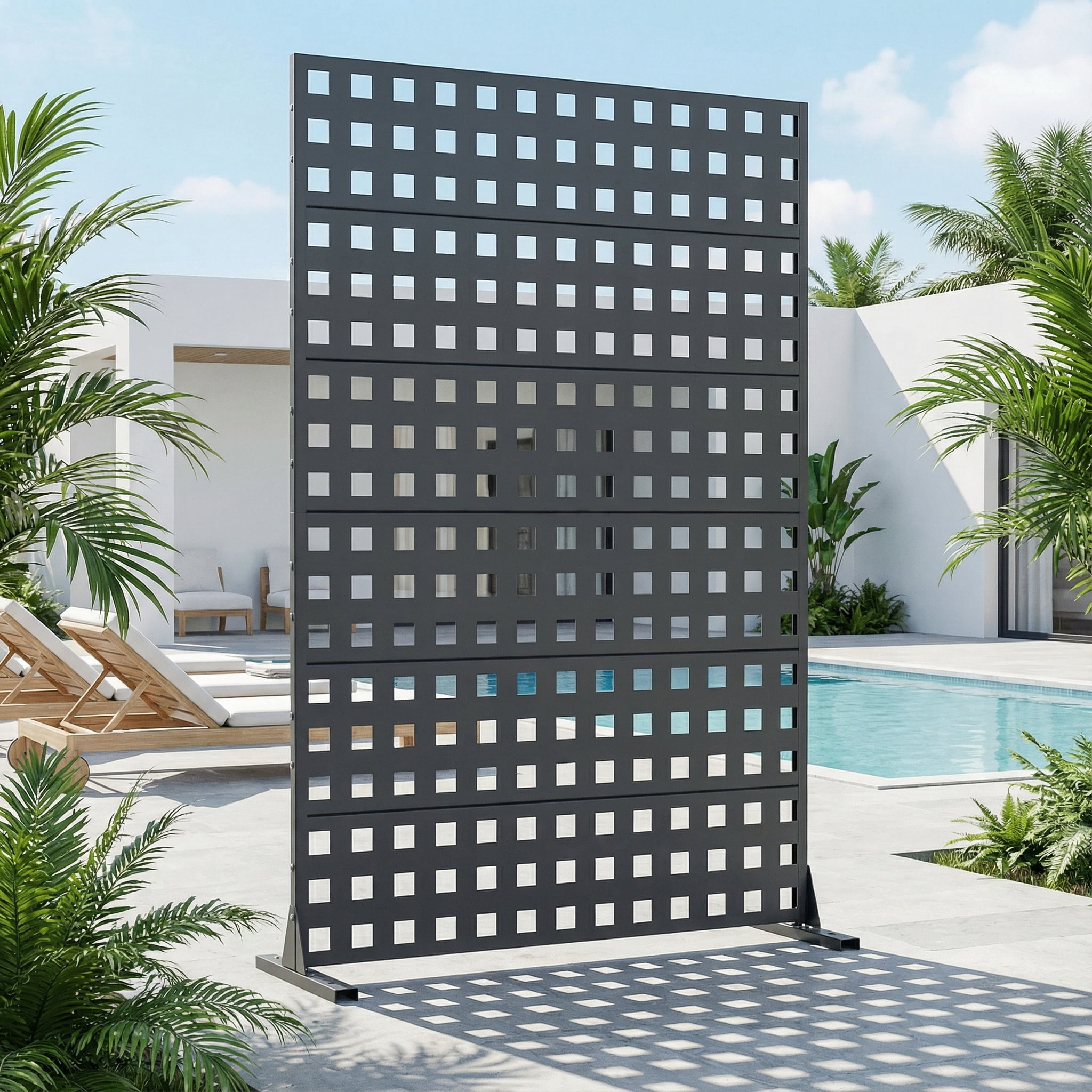Privacy Metal Screen Fence Panel Horizontal Stripe Pattern