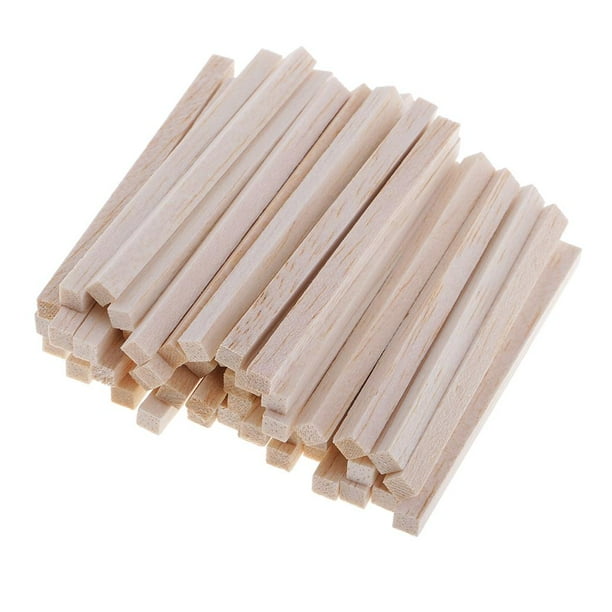 50 palitos de madera para manualidades, varillas de madera de balsa para modelismo, 5/8/11 cm 80mm