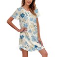 thumbnail image 2 of Harpily SleepWear for Women Short Sleeve Crew Neck Mid Dress Built-in Side Pockets Summer Indoor Outfit S, 2 of 4